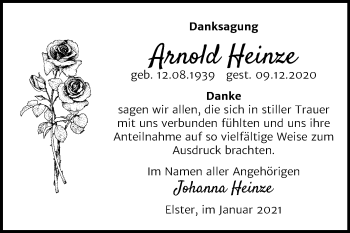 Traueranzeige von Arnold Heinze von Mitteldeutsche Zeitung Wittenberg