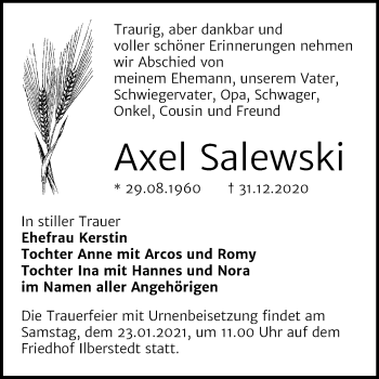 Traueranzeige von Axel Salewski von Mitteldeutsche Zeitung Bernburg