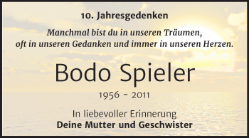 Traueranzeige von Bodo Spieler von Mitteldeutsche Zeitung Wittenberg