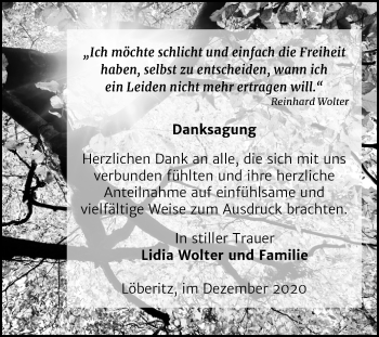 Traueranzeige von Danksagung Wolter von Mitteldeutsche Zeitung Bitterfeld