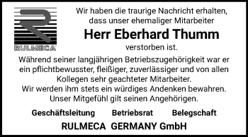 Traueranzeige von Eberhard Thumm von Super Sonntag Aschersleben
