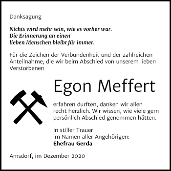 Traueranzeige von Egon Meffert von Mitteldeutsche Zeitung Mansfelder Land