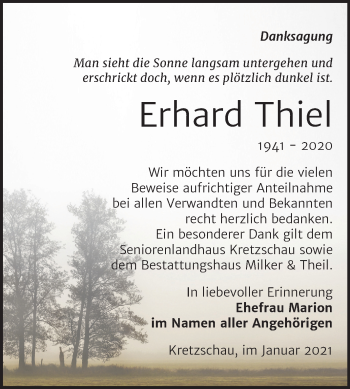 Traueranzeige von Erhard Thiel von Super Sonntag Zeitz