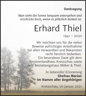 Traueranzeige von Erhard Thiel von Mitteldeutsche Zeitung Zeitz