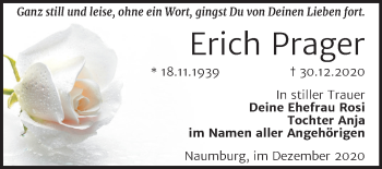 Traueranzeige von Erich Prager von Mitteldeutsche Zeitung Naumburg/Nebra