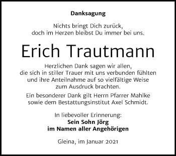 Traueranzeige von Erich Trautmann von Super Sonntag Naumburg/Nebra