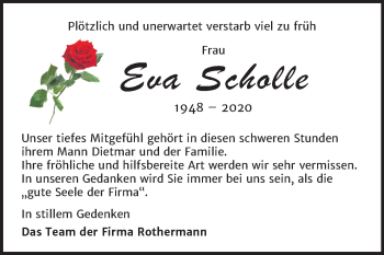 Traueranzeige von Eva Scholle von Super Sonntag Zeitz