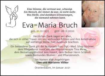 Traueranzeige von Eva Maria Bruch von Super Sonntag Wittenberg