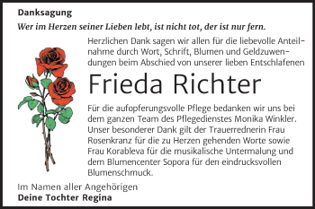 Traueranzeige von Frieda Richter von Super Sonntag Dessau-Roßlau