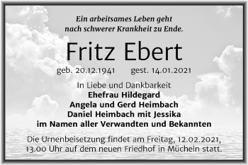Traueranzeige von Fritz Ebert von Super Sonntag Merseburg/Querfurt