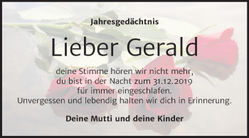 Traueranzeige von Gerald  von Mitteldeutsche Zeitung Dessau-Roßlau