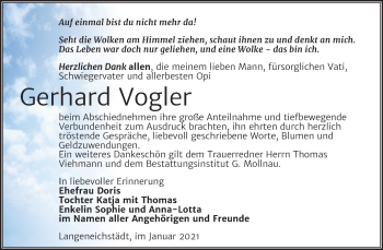 Traueranzeige von Gerhard Vogler von Super Sonntag Merseburg/Querfurt