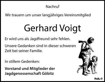 Traueranzeige von Gerhard Voigt von Mitteldeutsche Zeitung Zeitz
