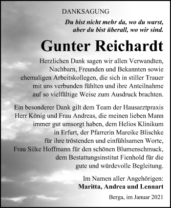 Traueranzeige von Gunter Reichardt von Super Sonntag Sangerhausen