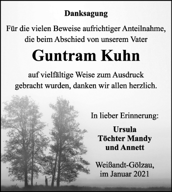 Traueranzeige von Guntram Kuhn von Mitteldeutsche Zeitung Köthen