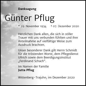 Traueranzeige von Günter Pflug von Mitteldeutsche Zeitung Wittenberg