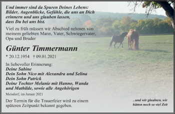 Traueranzeige von Günter Timmermann von Mitteldeutsche Zeitung Quedlinburg