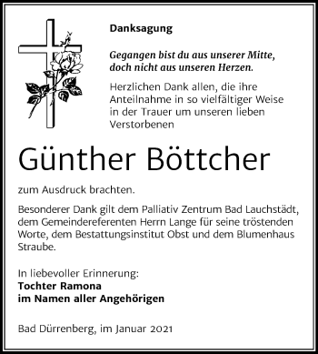 Traueranzeige von Günther Böttcher von Mitteldeutsche Zeitung Merseburg/Querfurt