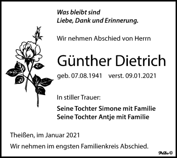 Traueranzeige von Günther Dietrich von Mitteldeutsche Zeitung Zeitz