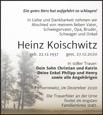 Traueranzeige von Heinz Koischwitz von Mitteldeutsche Zeitung Wittenberg