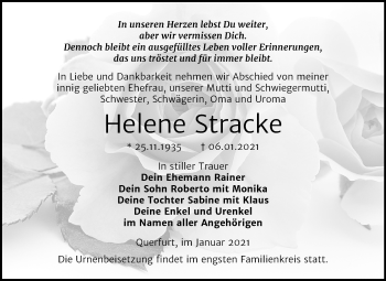 Traueranzeige von Helene Stracke von Super Sonntag Merseburg/Querfurt