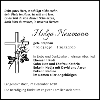 Traueranzeige von Helga Neumann von Mitteldeutsche Zeitung Merseburg/Querfurt