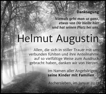 Traueranzeige von Helmut Augustin von Mitteldeutsche Zeitung Aschersleben