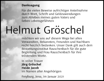 Traueranzeige von Helmut Gröschel von Mitteldeutsche Zeitung Naumburg/Nebra