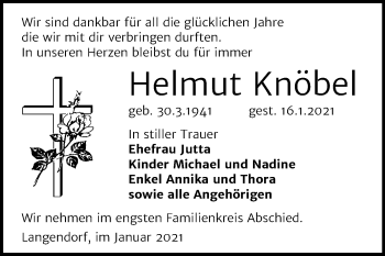 Traueranzeige von Helmut Knöbel von Mitteldeutsche Zeitung Weißenfels
