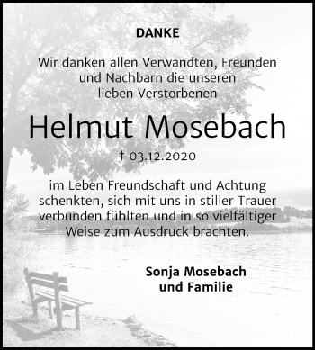 Traueranzeige von Helmut Mosebach von Mitteldeutsche Zeitung Sangerhausen