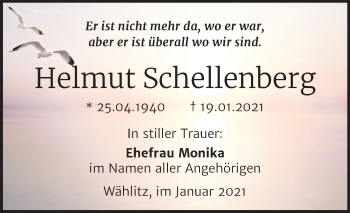 Traueranzeige von Hemut Schellenberg von Mitteldeutsche Zeitung Weißenfels