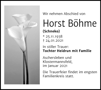 Traueranzeige von Horst Böhme von Mitteldeutsche Zeitung Aschersleben