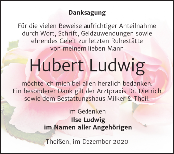 Traueranzeige von Hubert Ludwig von Mitteldeutsche Zeitung Zeitz
