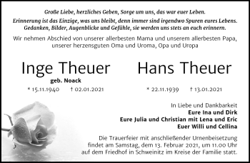Traueranzeige von Inge und Hans Theuer von Mitteldeutsche Zeitung Wittenberg