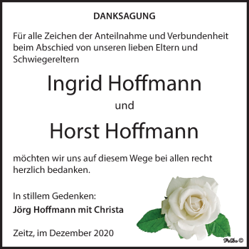 Traueranzeige von Ingrid und Horst Hoffmann von Mitteldeutsche Zeitung Zeitz