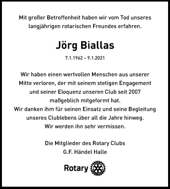 Traueranzeige von Jörg Biallas von Mitteldeutsche Zeitung Halle/Saalkreis