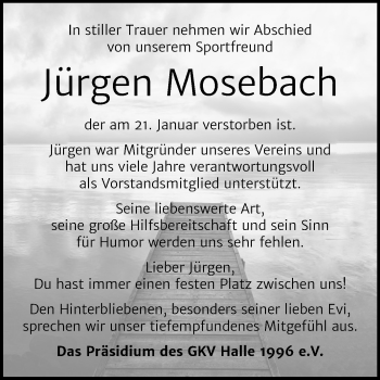 Traueranzeige von Jürgen Mosebach von Mitteldeutsche Zeitung Halle/Saalkreis