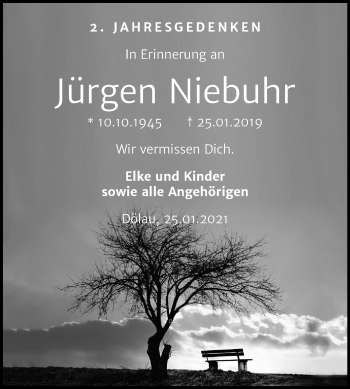Traueranzeige von Jürgen Niebuhr von Mitteldeutsche Zeitung Halle/Saalkreis