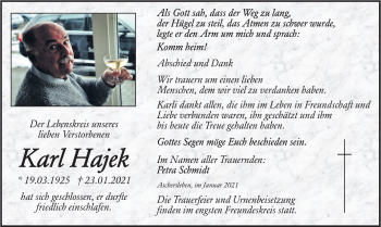 Traueranzeige von Karl Hajek von Super Sonntag Aschersleben