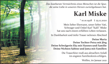 Traueranzeige von Karl Miske von Mitteldeutsche Zeitung Bitterfeld