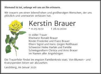 Traueranzeige von Kerstin Brauer von Mitteldeutsche Zeitung Halle/Saalkreis