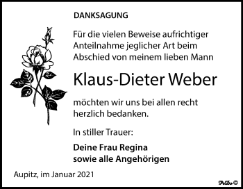 Traueranzeige von Klaus-Dieter Weber von Mitteldeutsche Zeitung Weißenfels