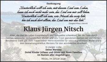 Traueranzeige von Klaus Jürgen Nitsch von Super Sonntag Naumburg/Nebra