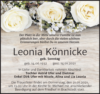 Traueranzeige von Leonia Könnicke von Mitteldeutsche Zeitung Halle/Saalkreis