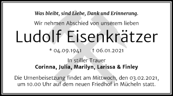 Traueranzeige von Ludolf Eisenkrätzer von Mitteldeutsche Zeitung Merseburg/Querfurt
