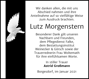 Traueranzeige von Lutz Morgenstern von Mitteldeutsche Zeitung Bernburg