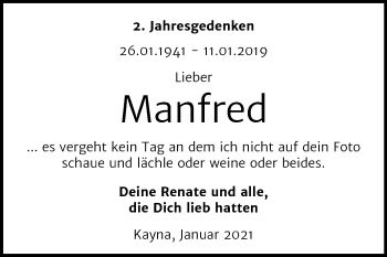 Traueranzeige von Manfred  von Mitteldeutsche Zeitung Zeitz