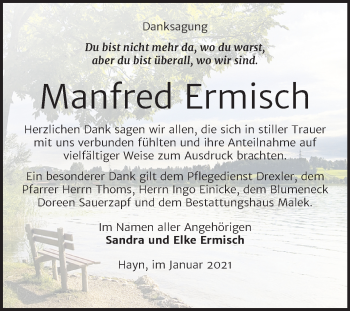 Traueranzeige von Manfred Ermisch von Super Sonntag Sangerhausen