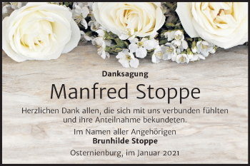 Traueranzeige von Manfred Stoppe von Mitteldeutsche Zeitung Köthen