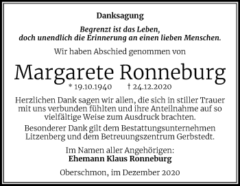 Traueranzeige von Margarete Ronneburg von Mitteldeutsche Zeitung Merseburg/Querfurt